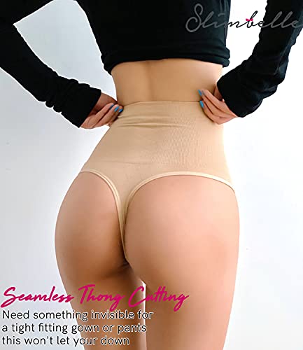 SLIMBELLE Fajas Tanga Invisible Braguita Moldeadora Thong Cintura Media para Mujer String Reductora sin Costuras Sexy Adelgazante Abdomen Elástico Shaping Lenceria-XL