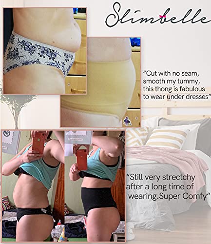 SLIMBELLE Fajas Tanga Invisible Braguita Moldeadora Thong Cintura Media para Mujer String Reductora sin Costuras Sexy Adelgazante Abdomen Elástico Shaping Lenceria-XL