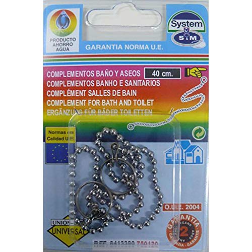 S&m CADENA BAÑO BOLAS TAPON BAÑERA CON ANILLAS S& M 40CM CROMADA 750120