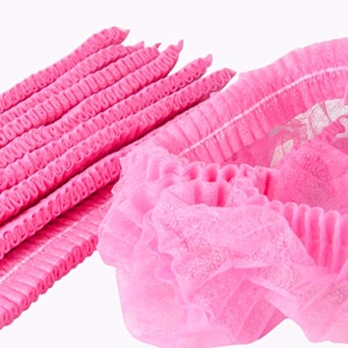 SM SunniMix Capuchas de Vellón de 100 Piezas Capuchas de Protección Capilar Desechables para Cosméticos, Maquillaje, Gastronomía, Higiene - Rosado, 19 pulgadas