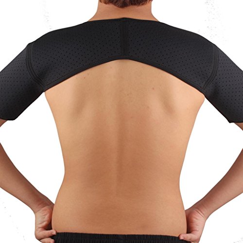 SM SunniMix Protector De Doble Hombro De Neopreno De Alta Densidad Correa De Sujeción Vendaje De Compresión Banda Artritis Tendinitis Negro