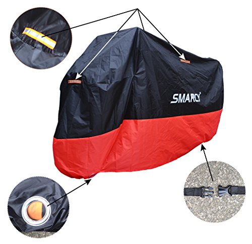 Smarcy Funda Protector para Moto, Cubierta para Moto / Motocicleta Resistente al Agua a Prueba de UV, Color Rojo / Negro XXXL