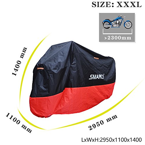 Smarcy Funda Protector para Moto, Cubierta para Moto / Motocicleta Resistente al Agua a Prueba de UV, Color Rojo / Negro XXXL