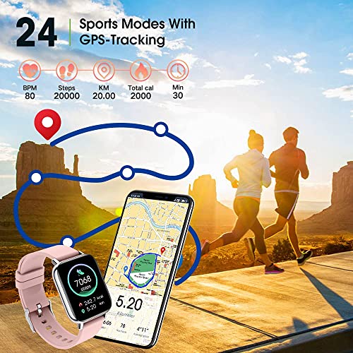 Smartwatch, 1.69'' Reloj Inteligente Mujer Pulsera Actividad Inteligente con Pulsómetro, Impermeable IP67 Reloj Deportivo con Monitor de Sueño, Podómetro, Calorías, 24 Modos Deporte, para Android iOS