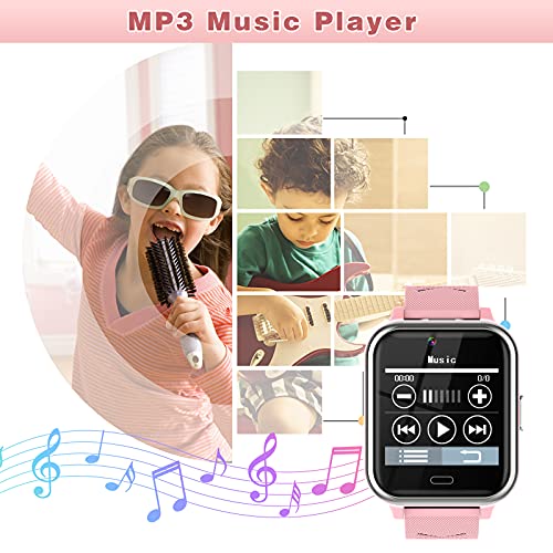 Smartwatch Niños, Reloj Teléfono con 17 Juegos, Cámara, Reproductor de Música, SOS, Linterna, Despertador, Reloj Inteligente Niño con Pantalla Táctil y Protector para Niños y Niñas 4-12 Años (Rosa)