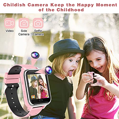 Smartwatch Niños, Reloj Teléfono con 17 Juegos, Cámara, Reproductor de Música, SOS, Linterna, Despertador, Reloj Inteligente Niño con Pantalla Táctil y Protector para Niños y Niñas 4-12 Años (Rosa)