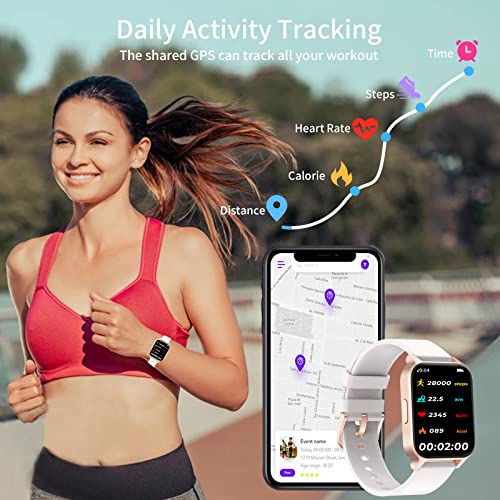 Smartwatch,1.69" Reloj Inteligente Mujer con Temperatura,Impermeable IP68 Fitness Reloj 24 Modos Deporte con Pulsómetro Monitor de Sueño Calorías Podómetro para Android iOS (Blanco)