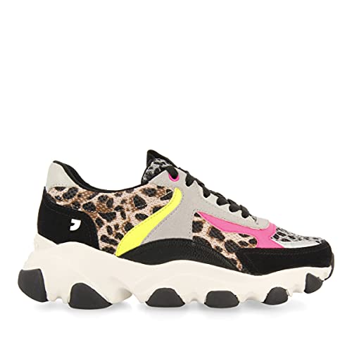 Sneakers con Rejilla, Animal Print Y TOQUES FLÚOR para Mujer Felton