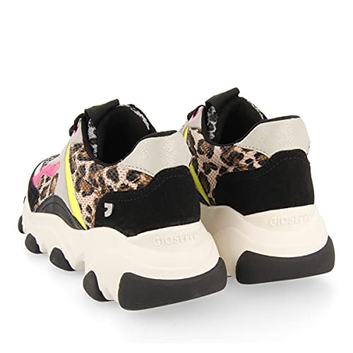 Sneakers con Rejilla, Animal Print Y TOQUES FLÚOR para Mujer Felton