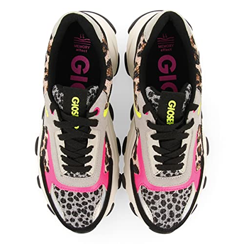 Sneakers con Rejilla, Animal Print Y TOQUES FLÚOR para Mujer Felton