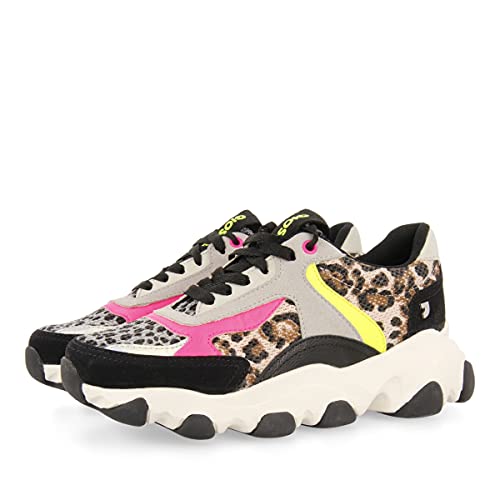 Sneakers con Rejilla, Animal Print Y TOQUES FLÚOR para Mujer Felton