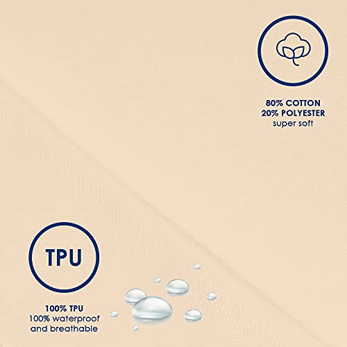 Snibbs 60 x 120 cm, Impermeable Sábana Bajera Ajustable con Falda, Beige, Membrana de TPU Transpirable, Uso de Cuna