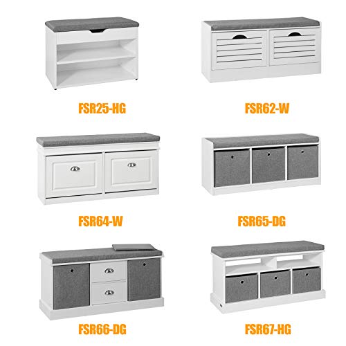 SoBuy FSR66-HG Zapatero Banco con 2 cajones y 2 cestas,Banco con almacenaje,L100 x P35 x H50cm,ES