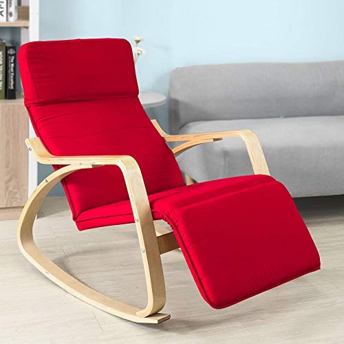 SoBuy® sillón de relada, Silla de relada, mecedora,rojo, FST16-R,ES (Rojo)