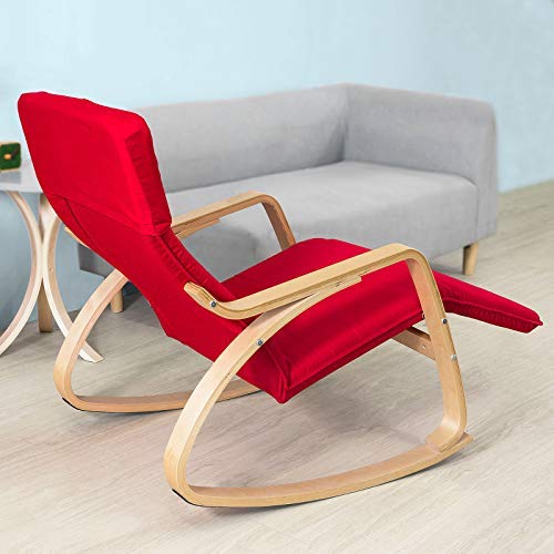 SoBuy® sillón de relada, Silla de relada, mecedora,rojo, FST16-R,ES (Rojo)