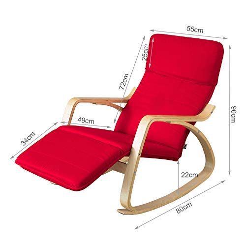 SoBuy® sillón de relada, Silla de relada, mecedora,rojo, FST16-R,ES (Rojo)
