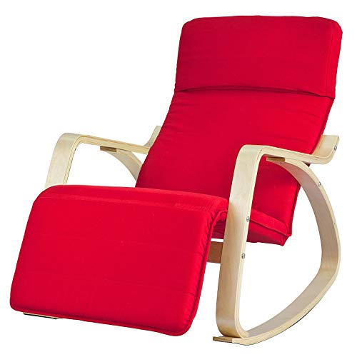 SoBuy® sillón de relada, Silla de relada, mecedora,rojo, FST16-R,ES (Rojo)
