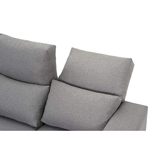 Sofá Chaise Longue 4 Plazas Gris Perla LYTIR Izquierda Tanuk 273x145 con Respaldo Reclinable Asientos Extensibles Sistema de Limpieza ACUALINE Desenfundable (Envío y Subida a Domicilio Incluidos)