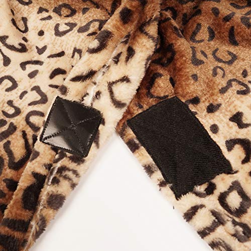 softan Manta de con Mangas y Bolsillos de Pies para Adultos, Hombres y Mujeres, Ligera Manta de Franela Suave con Mangas,Gancho y Bucle Ajustable, 186X130CM, Leopardo (Bolsillo de Canguro)