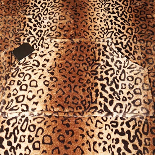 softan Manta de con Mangas y Bolsillos de Pies para Adultos, Hombres y Mujeres, Ligera Manta de Franela Suave con Mangas,Gancho y Bucle Ajustable, 186X130CM, Leopardo (Bolsillo de Canguro)