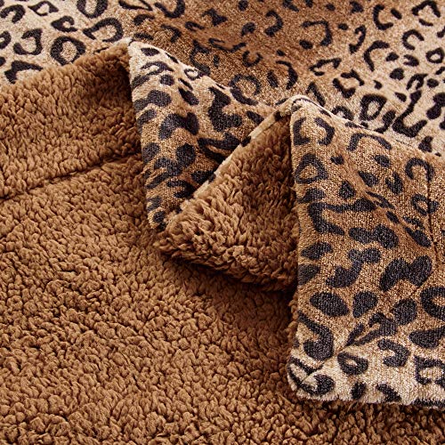 softan Manta de Tiro de Sherpa con Estampado de Leopardo, Manta de Felpa de Felpa súper Suave para sofá, Lujosa Manta de Piel difusa, 130 cm × 150 cm