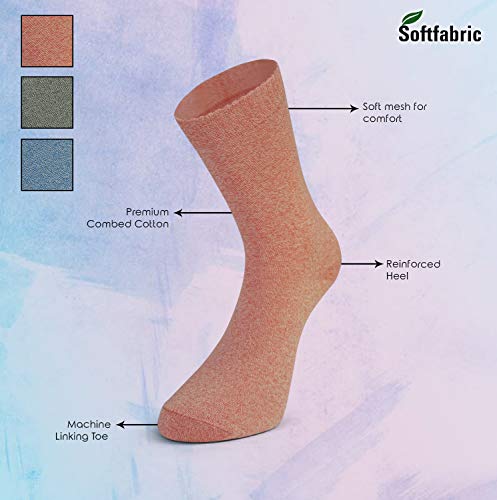 Softfabric Calcetines de algodón para mujer con costuras suaves del dedo del pie en liso torcido, 3 pares (SF-2394W)