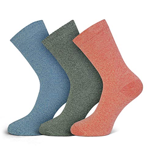 Softfabric Calcetines de algodón para mujer con costuras suaves del dedo del pie en liso torcido, 3 pares (SF-2394W)