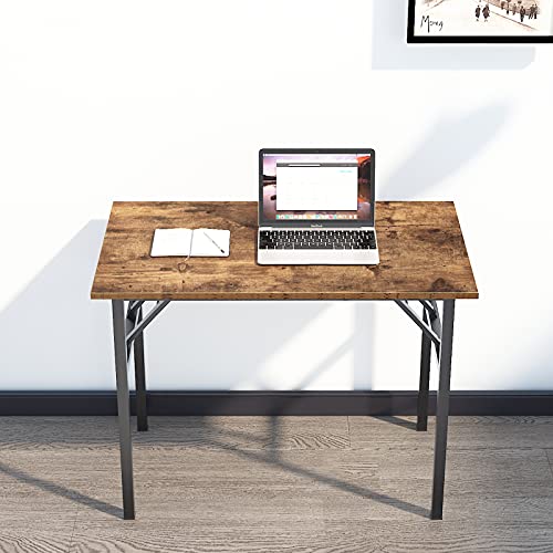 sogesfurniture Mesa Escritorio Plegable, 100x60 cm Mesa de Ordenador Escritorio de Oficina Mesa de Estudio Mesa de Comedor Plegable para Hogar Oficina, Picnic, Marrón&Negro, BHEU-AC5FB-100