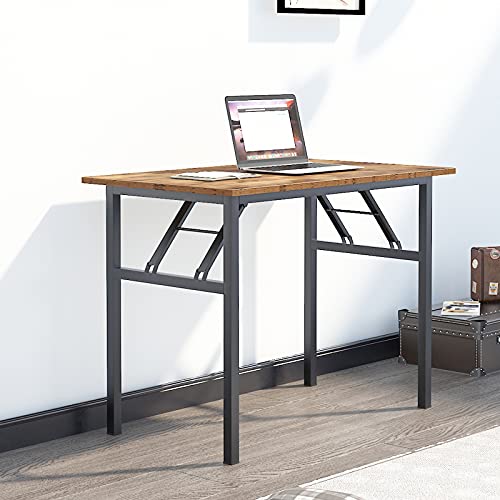 sogesfurniture Mesa Escritorio Plegable, 100x60 cm Mesa de Ordenador Escritorio de Oficina Mesa de Estudio Mesa de Comedor Plegable para Hogar Oficina, Picnic, Marrón&Negro, BHEU-AC5FB-100