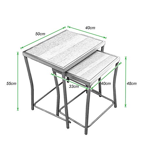 sogesfurniture Mesas Auxiliares Mesa Nido Set de 2, Rétro Mesitas de Centro, Marco de Metal Negro, para el Salón, la Habitación o la Cocina, 50x40x55 cm y 40x33x48 cm, BHEU-GCBZ1002