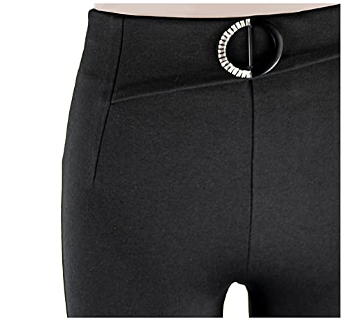 SOGNO D'ORO Pantalones Negro Mujer Cigarette Tobillero PantalóN Casual Cintura Alta Elásticos para Reducir Vientre Mallas Mujer con Bolsillos Invierno Leggins (M, Negro3(Ajustado))