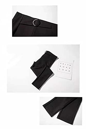 SOGNO D'ORO Pantalones Negro Mujer Cigarette Tobillero PantalóN Casual Cintura Alta Elásticos para Reducir Vientre Mallas Mujer con Bolsillos Invierno Leggins (M, Negro3(Ajustado))