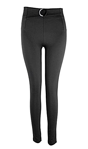 SOGNO D'ORO Pantalones Negro Mujer Cigarette Tobillero PantalóN Casual Cintura Alta Elásticos para Reducir Vientre Mallas Mujer con Bolsillos Invierno Leggins (M, Negro3(Ajustado))