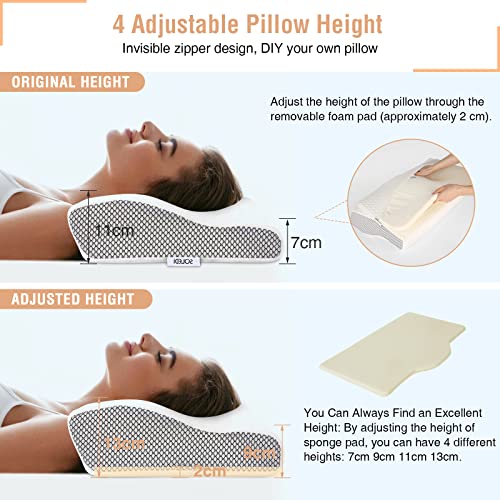 SOLEDI Almohada Viscoelastica Almohada Cervical Ajustable Almohada Cervical Almohada Cuello con Memoria Diseño Ergonómico Almohadas para Problemas Cervicales