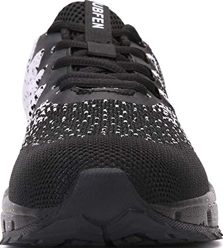 SOLLOMENSI Zapatillas de Deporte Hombres Mujer Running Zapatos para Correr Gimnasio Sneakers Deportivas Padel Transpirables Casual Montaña 41 EU H Negro Blanco