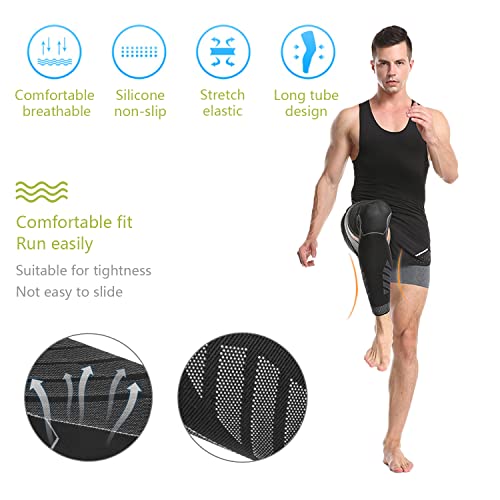 SOLO ACTFIT Mangas de Pierna de Compresión, Rodilleras de Compresión de Longitud Completa Antideslizante, Calentadores de Piernas para Correr, Baloncesto, Ciclismo, Fútbol, Deporte (XL, Un par)