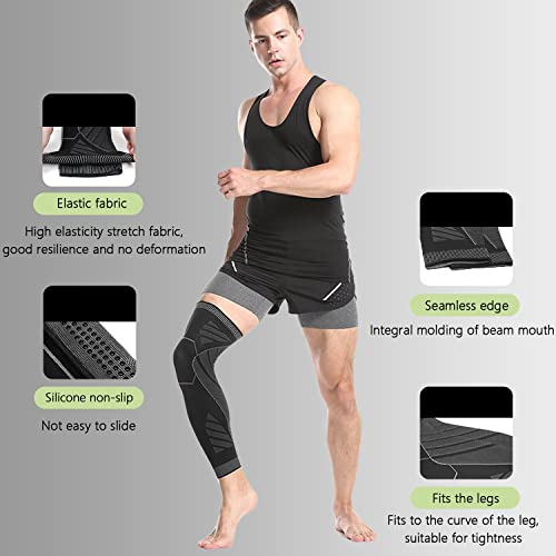 SOLO ACTFIT Mangas de Pierna de Compresión, Rodilleras de Compresión de Longitud Completa Antideslizante, Calentadores de Piernas para Correr, Baloncesto, Ciclismo, Fútbol, Deporte (XL, Un par)