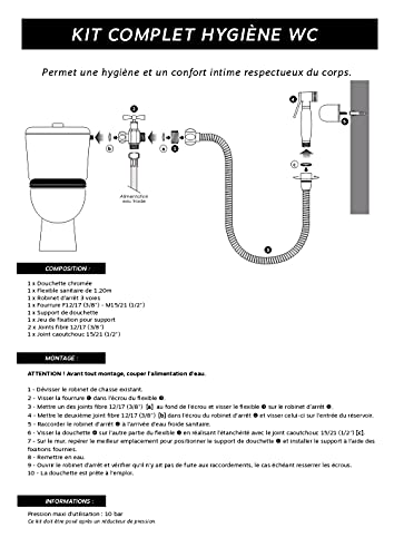SOMATHERM FOR YOU CKITHY Completa ducha inodoro Kit de higiene ABS cromado, None
