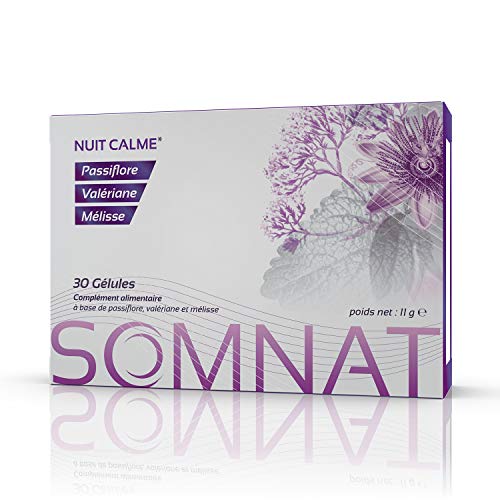 SOMNAT 30 cápsulas | Noche tranquila y calmante | Acción sinérgica de Pasiflora, Valeriana y Melisa | Producto 100% natural, sin adicción
