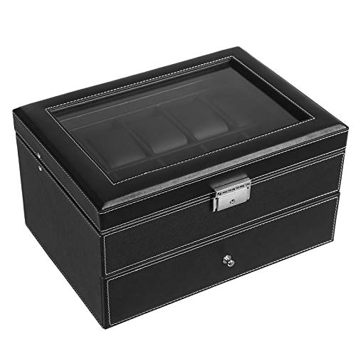 SONGMICS Caja para 20 Relojes, Color Negro JWB301