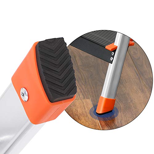 SONGMICS Escalera de 4 Peldaños, Escalera de Aluminio con Peldaños de 12 cm de Ancho, Escalera Plegable con Bandeja y Pies Antideslizantes, Carga de 150 kg, TÜV Rheinland Test, GS EN131, Negro GLT04BK