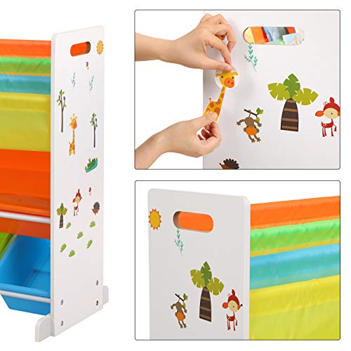 SONGMICS Estantería Infantil para Juguetes y Libros, Librería de 3 Niveles con 6 Cajones, 86 x 27 x 78 cm, Navidad, GKR03W