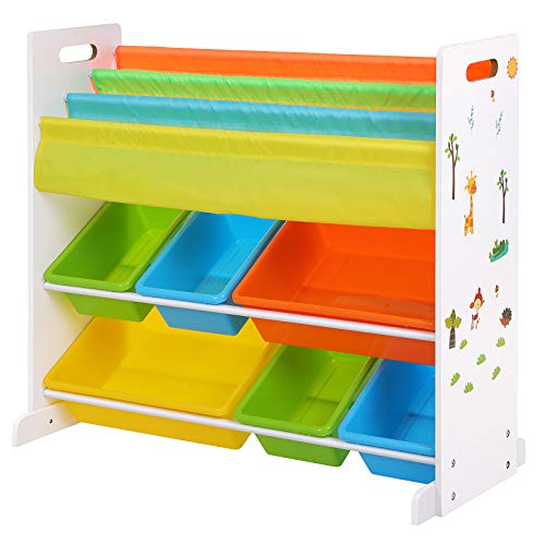 SONGMICS Estantería Infantil para Juguetes y Libros, Librería de 3 Niveles con 6 Cajones, 86 x 27 x 78 cm, Navidad, GKR03W