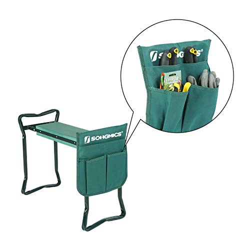 SONGMICS Jardín Reclinatorio Asiento Plegable Tubo de Acero Espuma EVA Almohadilla de Rodillas (59 x 27 x 48 cm) GGK01G