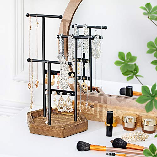 SONGMICS Soporte de Joyas, Expositor de Joyas, Árbol para Joyas de Metal y Madera, para Collares, Pulseras, Pendientes, Anillos, Regalo para Mujeres, Negro, Navidad, JJS03CB