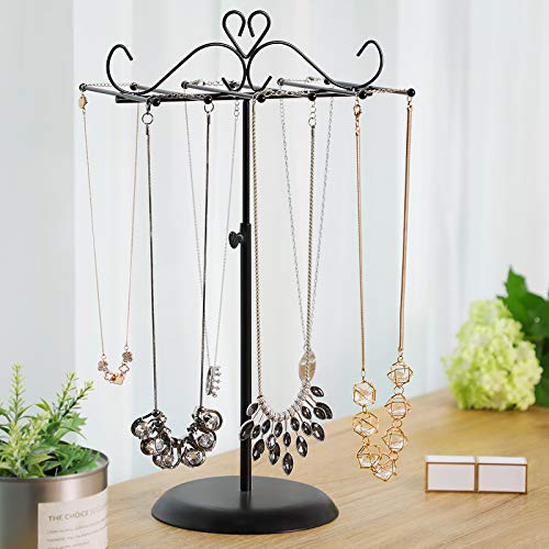 SONGMICS Soporte y Expositor de Joyas, Árbol para Joyas de Metal, para Collares, Pulseras, Pendientes, Regalo para Seres Queridos, Negro, Navidad, JJS04BK