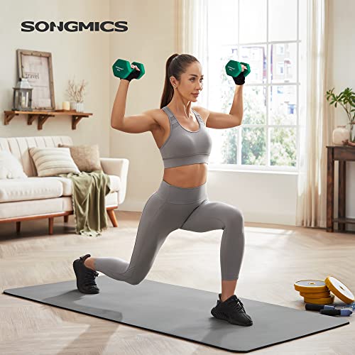 SONGMICS Syl68gn Juego de 2 Mancuernas (0,5 kg, 1 kg, 1,5 kg, 2 kg, 3 kg, 4 kg y 5 kg, Vinilo), Mujer, Verde, 20.5 x 9 cm