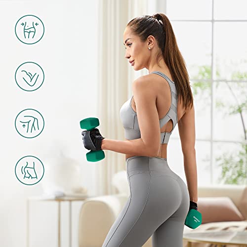SONGMICS Syl68gn Juego de 2 Mancuernas (0,5 kg, 1 kg, 1,5 kg, 2 kg, 3 kg, 4 kg y 5 kg, Vinilo), Mujer, Verde, 20.5 x 9 cm