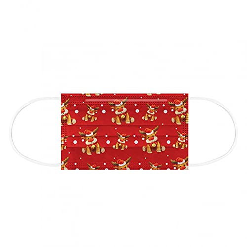 Sonnena 50PC Adultos Desechable,Mujeres 3 Capa con Elástico para Los Oídos con Diseños Animados Navideño,Pascua,Calabazas Halloween,Navidad
