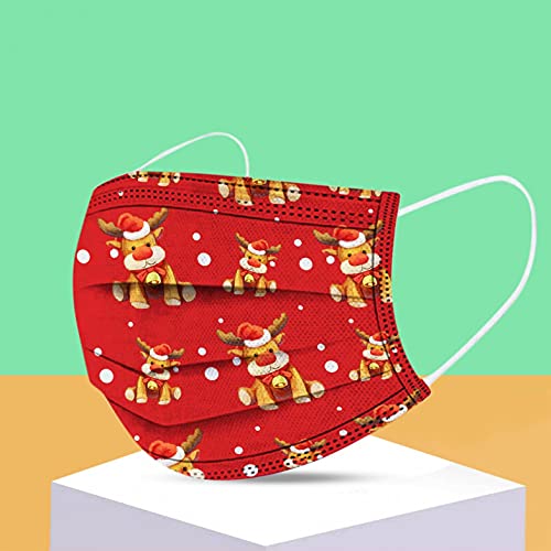 Sonnena 50PC Adultos Desechable,Mujeres 3 Capa con Elástico para Los Oídos con Diseños Animados Navideño,Pascua,Calabazas Halloween,Navidad